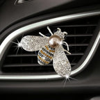 Shiny Bee Car Air Freshener Dashboard Outlet Vent Clips，Pearl Diamond Bee Car Perfume Car Air Conditioner Air Outlet Decoration Aromatherapy Clip，cute Bling Bee Charms Rhinestone Auto Interior Decorations Accessory (Silver)