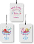 Pastel Cocktail Mahjong Car Air Freshener 3 Pcs, Mahjong Lover Gifts, Just a Girl Who Loves Mah Jong Air Freshener Hanging Decor for Cars Closet Drawer Books Accessories Gifts