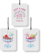 Pastel Cocktail Mahjong Car Air Freshener 3 Pcs, Mahjong Lover Gifts, Just a Girl Who Loves Mah Jong Air Freshener Hanging Decor for Cars Closet Drawer Books Accessories Gifts