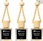Gift Paradise® Sugar Pine & Patchouli Hanging Car Air Freshener Set of 3 (10 ml Each) – Long-Lasting Woodsy & Earthy Fragrance for Car, Home & Office | Velvet Gift Bag Included | Holiday Gift Set