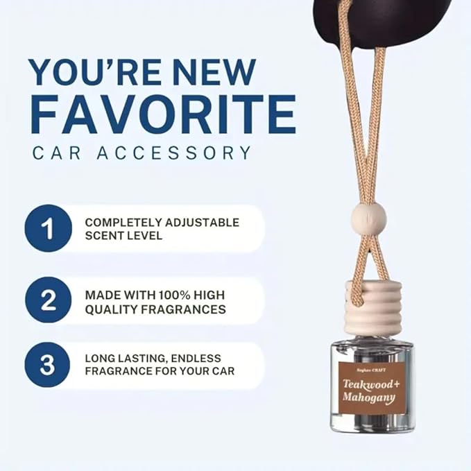 Air Diffuser Essential Oil Set | 12 Natural Scents Like Jasmine, Ocean, Sandalwood | Long Lasting Car Air Freshener for Women & Men | Hanging Glass Bottles, Air Freshener for Travel (8 ML Per Bottle)
