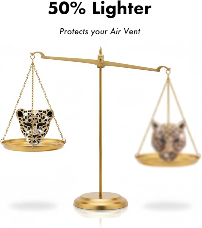 Bling Rhinestone Leopard Head Car Air Freshener Vent Clip, Sparkly Cheetah Print Auto Decoration, Refillable Essential Oil Diffuser, Cute Car Accessories for Women