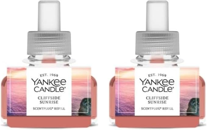 Yankee Candle ScentPlug Refill, Cliffside Sunrise, Electric Air Freshener Plugin for Continuous Home Fragrance and Odor Neutralization, Exotic Fruit and Amber Scent, 0.625 Fl Oz (Pack of 2)