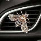 Bling Bee Crystal Car Air Fresheners - Rhinestone Diffuser Vent Clip Charms - Cute Car Decor for Women (Golden)