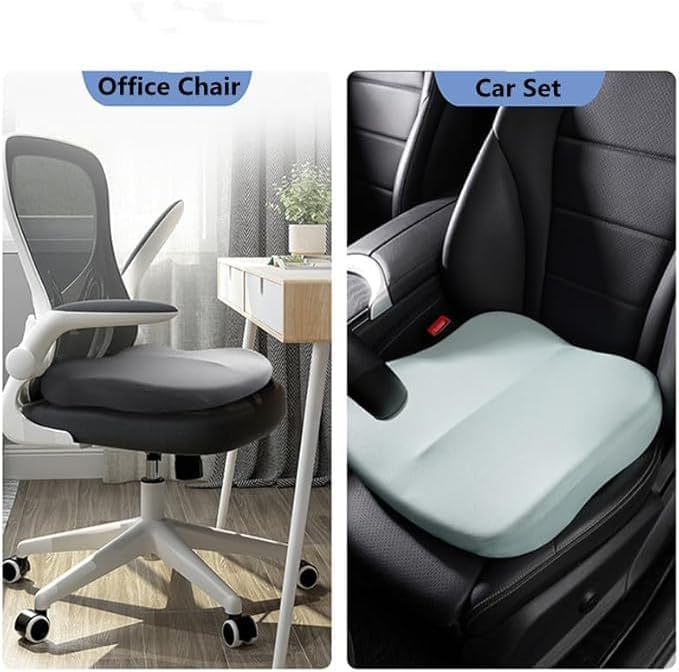 Adult Car Booster Seat Cushion, Car Seat Driver Height Boost Mat Memory Foam Car Seat Cushions Pad Improve Driving View Non-Slip 3D Office Chair Cushion Pressure Relief (Light Green)