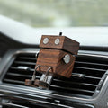 Car Air Diffuser - 2-in-1 Shaking Wooden Man Figurine & Refillable Aroma Vent Clip with 5ml Capacity, Natural Walnut Wood Essential Oil Air Freshener, Car Dashboard Decor Ornament for Driver