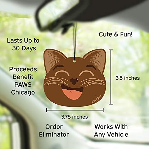 Cute CAT CAR AIR FRESHENER - Cute Cat Design, Long-Lasting Scent, Portion of Proceeds Benefit PAWS Chicago (Fresh Pine - Pack of 3)