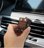Car Air Diffuser - 2-in-1 Shaking Wooden Man Figurine & Refillable Aroma Vent Clip with 5ml Capacity, Natural Walnut Wood Essential Oil Air Freshener, Car Dashboard Decor Ornament for Driver
