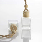 10 Packs Car Hanging Diffuser Empty Glass Perfume Bottles Air Freshener Diffuser Bottle Pendant Oil Fragrance Aromatherapy Bottle Ornament Decor (square)