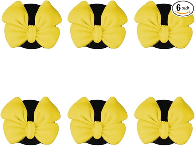 6PCS Bow Car Air Freshener Clips, Cute Air Conditioning Vent Clip, Aesthetic Car Interior Decoration Accessories, Automotive Dashboard Air Vent Trim Clip for Women Girl (Yellow)