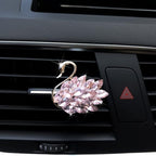Katutude 2 Pcs Crystal Swan Car Air Vent Clips with Rose Scent, Pink