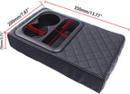 Supin Car Armrest Cushion - Multifunctional Faux Leather Armrest Cushion with Cup Holder, Phone Storage, and Ergonomic Design for All Seasons (BLack)