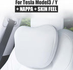 Seat Headrest Neck Pillow for Tesla Model S/X/3/Y Juniper 19-25 Car Neck Support Pillow Seat Headreck Cushion Nappa Leather Neck Support Car Accessories(1pcs White)