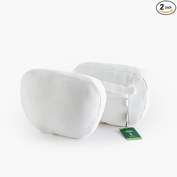 TPARTS Headrest Neck Pillow for Tesla Model 3/Y/X/S, Soft Faux Suede Fabric Car Neck Support Pillow Cushion for Traveling (Filled with Dupont Sorona Fiber)-Set of 2 White