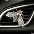 Shiny Bee Vent Clips, Crystal Bee Air Freshener Vent Clip Car Bling Interior Decoration Rhinestone Car Bling Accessories (Silver)