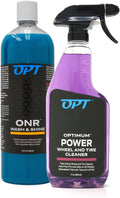 Optimum No Rinse Version 5 (32 Oz) with Power Wheel Cleaner Kit (17 Oz) Bundle - ONR Rinseless Car Wash with New 17 oz Power Wheel and Tire Cleaning Solution