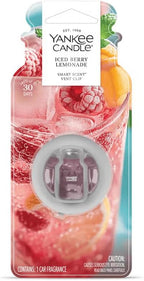 Yankee Candle Smart Scent Auto Vent Clip, Iced Berry Lemonade, Car Air Freshener Odor Neutralizing Clip with Adjustable Fragrance Control, Summer Citrus Scent, 1 Count (Pack of 4)