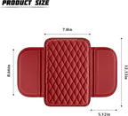 Car Armrest Cushion Pad, Leather Vehicle Center Console Cover with 2 Storage Bags, Non-Slip Automotive Interior Arm Rest Seat Box Cover Accessories, Universal for SUV RV Sedan (Rose Red)