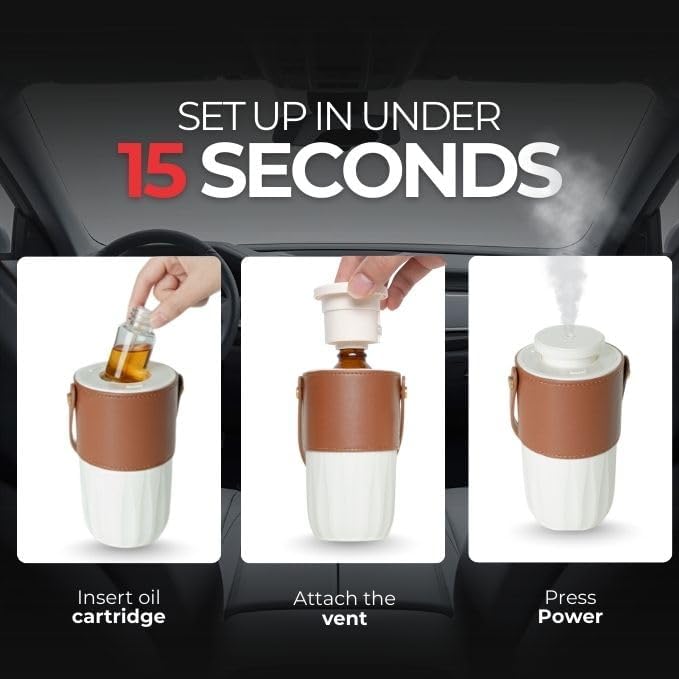 Airpure Auto Diffuser | Waterless Oil Diffuser and Car Air Freshener | Portable Essential Oil Diffuser for Car, Home and Office | Rechargeable Aromatherapy Diffuser for Fresh Air and Relaxation