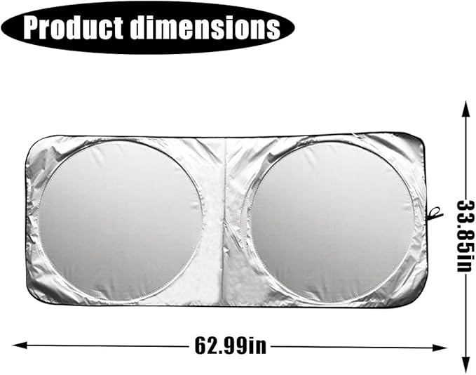 Car Windshield Sun Shade, Cool Reflective Sun Blocker, Foldable Car Front Window Covers, Sun Protection Automotive Glass Shade for Comfortable Driving for Universal Car SUV Truck (63×33.86'')