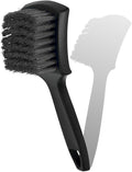 8.3×2.5 Inch Car Wash Brush, Soft Bristle Short Handle Carpet Cleaning Brush, Scrub Brush for Floor Mats, Tires, Automotive Wheel Bushes for Vehicle Interior & Home (Black)
