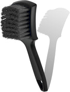 8.3×2.5 Inch Car Wash Brush, Soft Bristle Short Handle Carpet Cleaning Brush, Scrub Brush for Floor Mats, Tires, Automotive Wheel Bushes for Vehicle Interior & Home (Black)