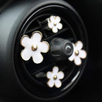 INEBIZ Cute Daisy Flowers Air Vent Decorations Clips Car Air Freshener Girly Charm Automotive Interior Aesthetic Decor Accessories for Women (White)