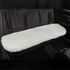 OGLAND Fluffy Genuine Australia Sheepskin Car Seat Cover for Auto Interior Accessories with Soft Fuzzy Wool Eco-Friendly Natural Fur Non-Slip (White, Back)
