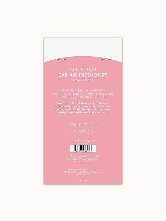 Studio Oh! Scented Hanging Car Air Fresheners - Pack of 2 - Natural & Exclusive Fragrance with DeoBoost Technology - Unique Design with Decorative Bead - Mushie Love