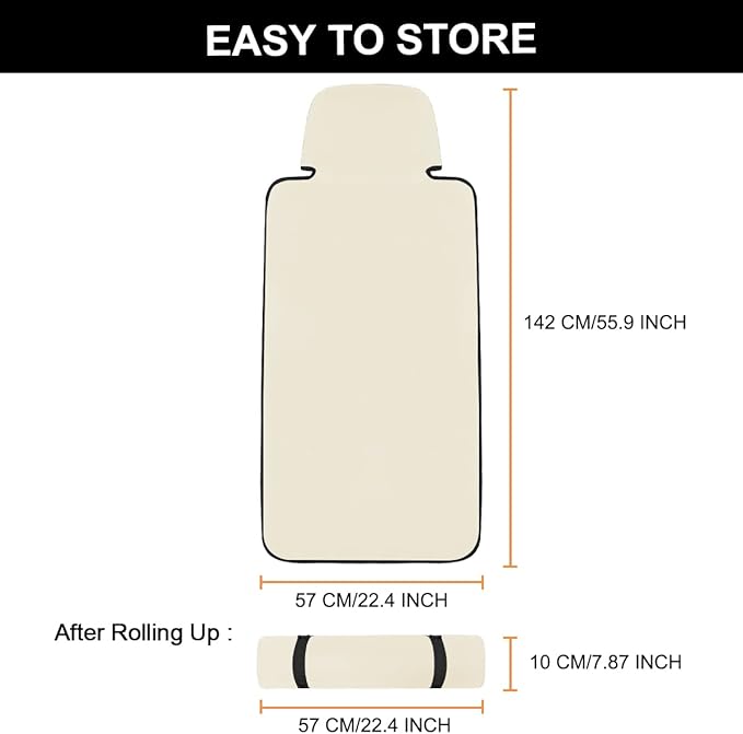 INFANZIA Premium Waterproof Seat Cover Towel Protector Neoprene Universal Fit, Upgraded 100% Washable & Removable Non-Slip Sweat Carseat Towel Covers, Perfect for Gym/Yoga/Workout（Beige,1PCS