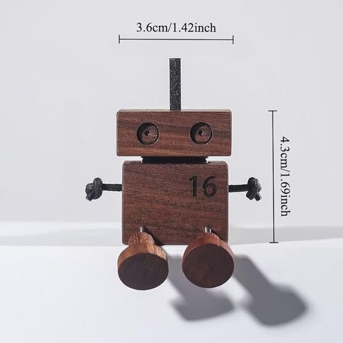 Car Air Diffuser - 2-in-1 Shaking Wooden Man Figurine & Refillable Aroma Vent Clip with 5ml Capacity, Natural Walnut Wood Essential Oil Air Freshener, Car Dashboard Decor Ornament for Driver