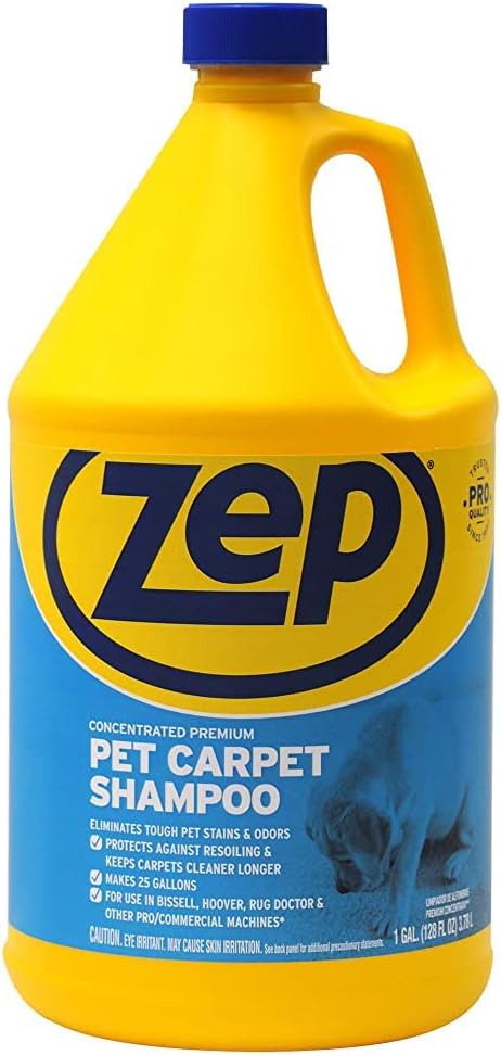 Zep Premium Pet Carpet Shampoo - 1 Gallon (Case of 2) ZUPPC128 - Concentrated Pro Formula Removes Tough Pet Stains and Odors