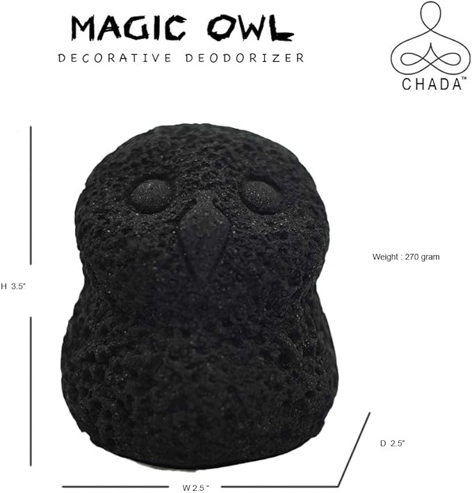 Chada Magic Owl Activated Charcoal Deodorizer - Natural Odor Eliminator, No Chemicals, Absorbs Smoke, 270g