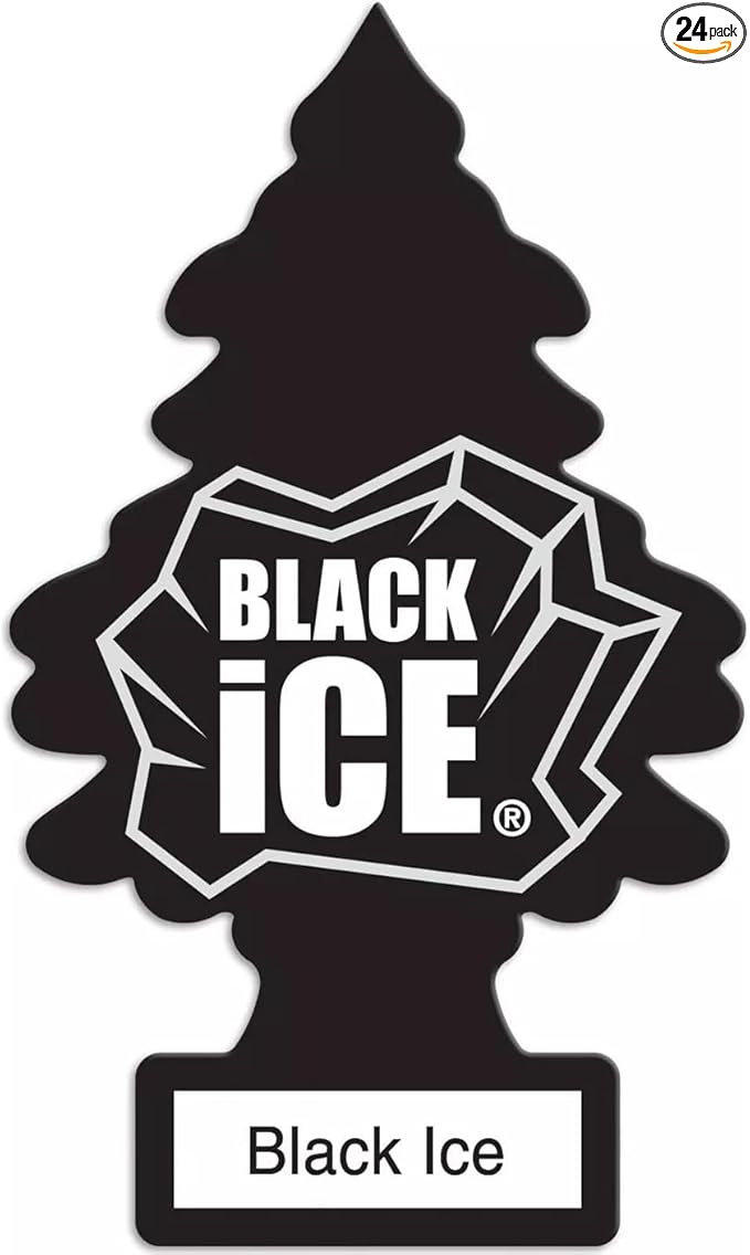 LITTLE TREES Car Air Freshener | Hanging Paper Tree for Home or Car | Black Ice | 24 Pack