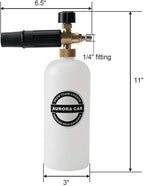Foam Cannon with 1/4 Inch Quick Connector, 1 L Bottle Snow Foam Lance with 5 Pressure Washer Nozzle Tips, 3000PSI