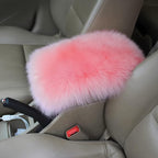 Furry Auto Center Console Cover Pad, 11.8"x7.8" Soft Sheepskin Wool Armrest Cushion, Fluffy Vehicle Armrest Seat Box Protector, Car Interior Accessories for Women Men (Deep Pink)