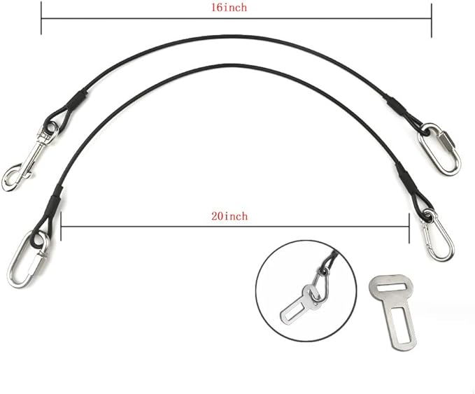 Dog Car Seat Belt Restraint, Sonku 2 Pack Proof Steel Cable Safety Vehicle Belt Fit for Small, Medium, Large, and X-Large Dogs