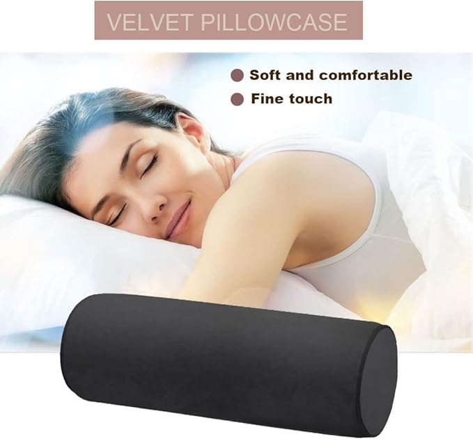 Memory Foam Pillow 16X6 Inch for Sleeping, Neck Pain Relief, Side Back Stomach Sleeper, Car or Office Chair Sofa,Support Pillow for Posture & Comfortable Spine Position (Black
