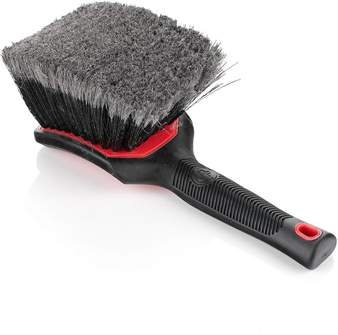 Detail Factory - ProGrip Wheel Face Brush - Ergonomic ProGrip Handle - Premium Wheel Cleaner Brush - Soft Flagged-Tip Bristles - Red & Black
