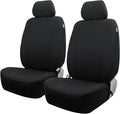 Champlus Car Seat Covers, Canvas Seat Protectors for Two Front Seats, Universal Fits Sedan Cars, SUVs, Trucks, and Mini Vans, Airbag Compatible, Quick Install, Set of 2, Black