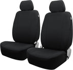Champlus Car Seat Covers, Canvas Seat Protectors for Two Front Seats, Universal Fits Sedan Cars, SUVs, Trucks, and Mini Vans, Airbag Compatible, Quick Install, Set of 2, Black