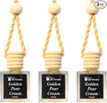 Golden Pear Crème Car Air Freshener Set of 3 (10 ml Each) | Hanging Diffuser with Velvet Gift Bag | Sweet Pear & Vanilla Aroma by Gift Paradise – Long-Lasting Luxury Car Fragrance for Home & Office