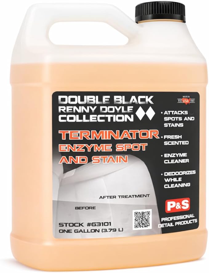 P&S Interior Carpet Cleaning Bundle – Terminator Enzyme Spot & Stain Remover + Carpet Bomber Citrus Upholstery Cleaner, Professional Carpet & Fabric Cleaning System (1 Gallon Each)