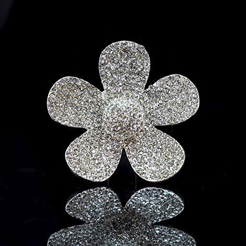 Crystal Bling Sparking Car Fragrance Flower Car Diffusser Air Freshener with Vent Clip (Silver)