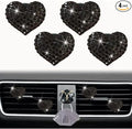 4 Pcs Black Heart Air Vent Clips,Cute Car Air Fresheners Vents Clips Car Diffuser Diamond Interior Decor Charm Accessories Air Fresheners Interior Accessories