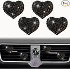 4 Pcs Black Heart Air Vent Clips,Cute Car Air Fresheners Vents Clips Car Diffuser Diamond Interior Decor Charm Accessories Air Fresheners Interior Accessories