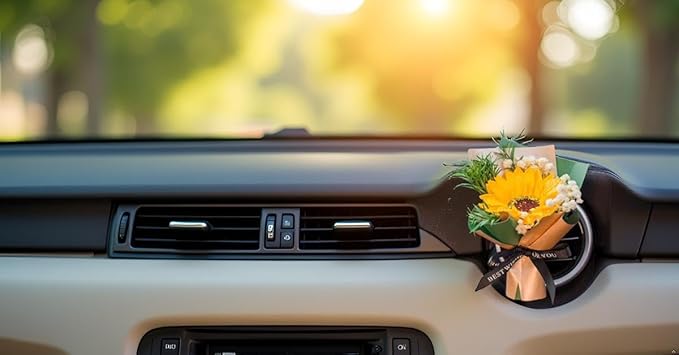 Fresh Flowers Mini Dried Flowers Bouquet for Car Air Vent Clips, Car Air Outlet Perfume Decoration, Air Fresheners Interior Accessories,Automotive Air Fresheners (yellow, Random fragrance)