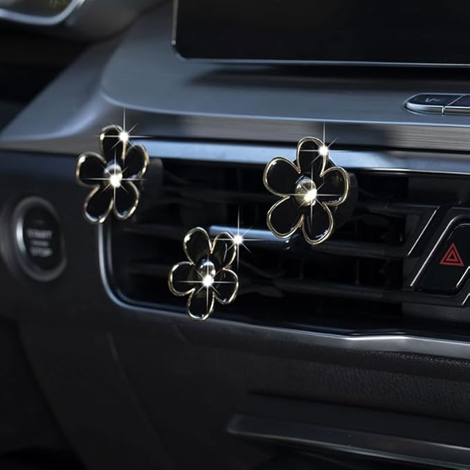 6 Pcs Daisy Flower Air Vent Clip Air Conditioning Outlet Clip Car Air Freshener Clip Car Interior Decor Charm Colorful Car Interior Accessories for Girls Women (Black)