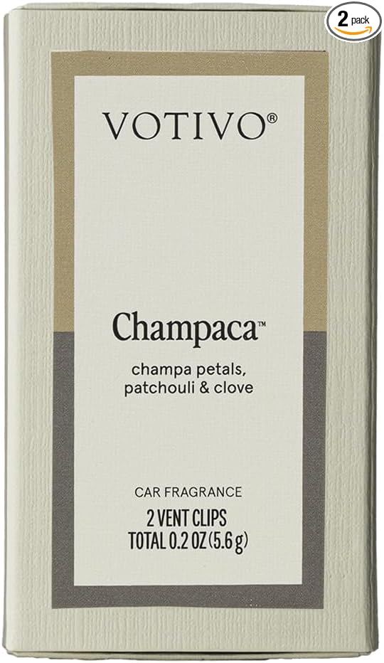 Votivo Champaca Car Fragrance 2-Pack | Auto Vent Clip Car Fresheners | Patchouli Scent for Vehicle | Provides Long Lasting Premium Scent for Auto