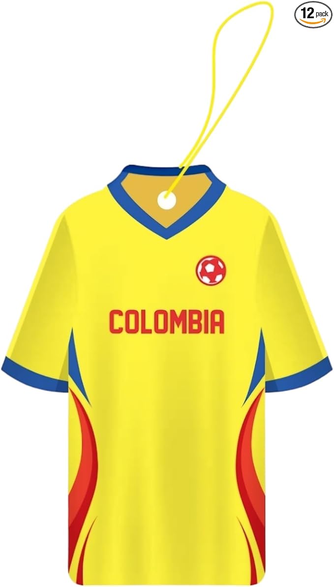 Car Air Freshener Assorted 12 Pack Fan Team Jersey USA|MEXICO|COLOMBIA|BRAZIL ARGENTINA|VENEZUELA Long- Lasting (Team Colombia, Mix 3 Bubble Gum, 3 New Car,3 Vanilla Black,3 Crystal Black)